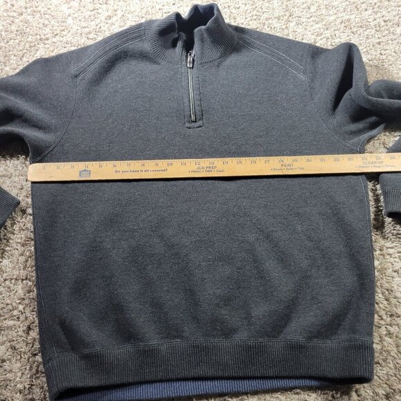 Tommy Bahama Sweater Mens Large Gray Blue Sweatshirt Reversible 1/4 Zip - Picture 2 of 7